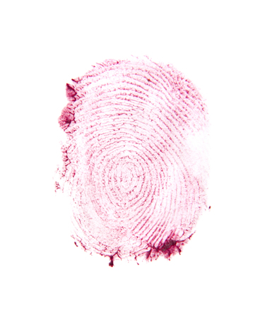 red finger print isolated on white backgroundの写真素材