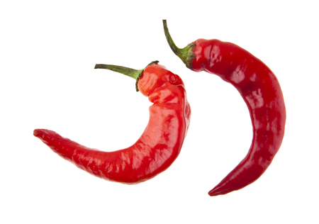red pepper isolated on white background closeupの写真素材