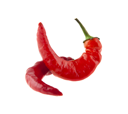 red pepper isolated on white background closeupの写真素材