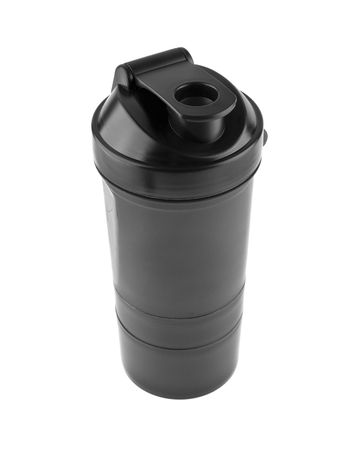 black water bottle isolated on white backgroundの写真素材