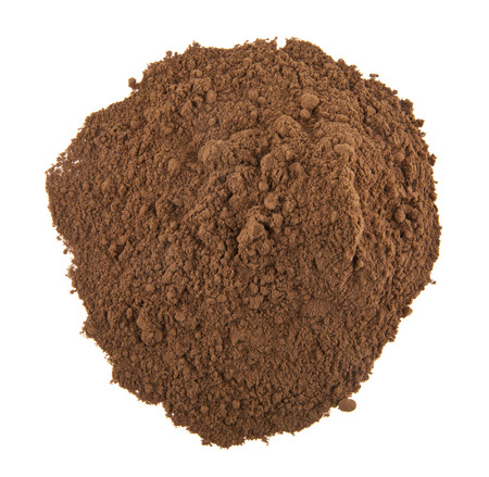 ground cocoa isolated on white backgroundの写真素材