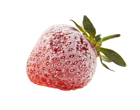 frozen strawberries isolated on white backgroundの写真素材