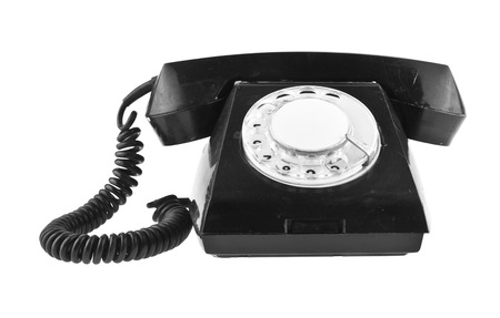 old black phone isolated on white backgroundの写真素材