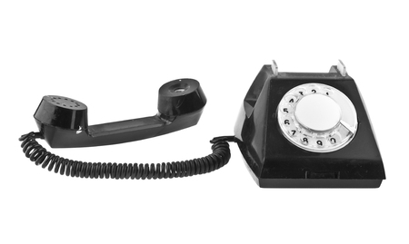 old black phone isolated on white backgroundの写真素材