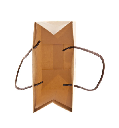 paper shopping bag isolated on white background close-upの写真素材