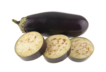 aubergine isolated on white background closeupの写真素材