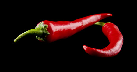 red pepper on a black background closeup