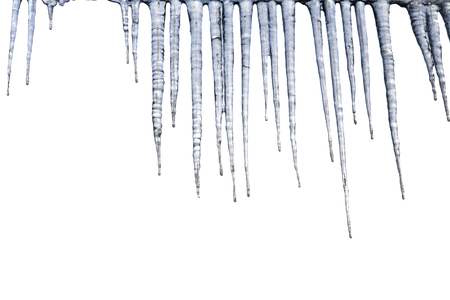 icicles isolated on white background closeupの写真素材
