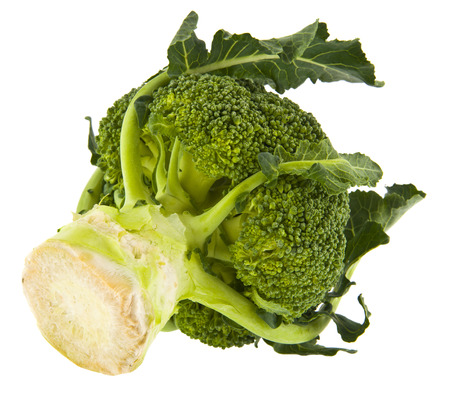 Raw green broccoli isolated on white backgroundの写真素材