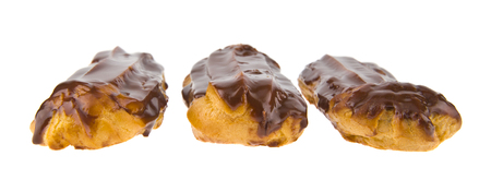 chocolate covered custard isolated on white background