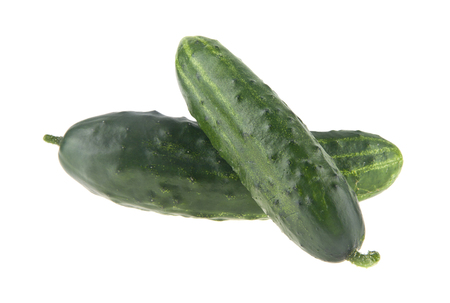 green cucumbers isolated on white backgroundの写真素材
