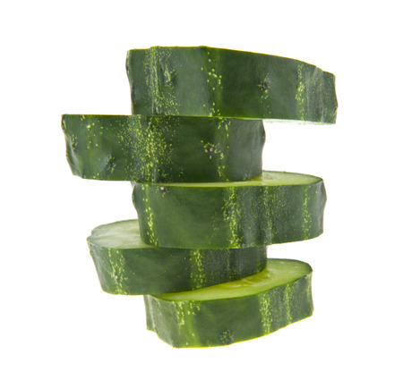 green cucumbers isolated on white backgroundの写真素材