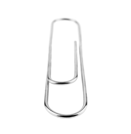metal paper clip isolated on white backgroundの写真素材