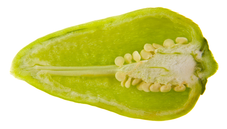 food with fresh organic green pepper isolated on white backgroundの写真素材