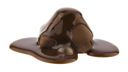 Candy cane chocolate isolated on whiteの写真素材