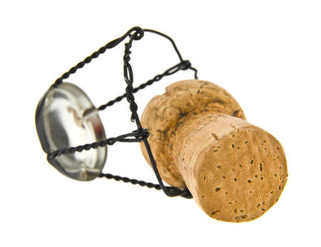 Champagne cork isolated on whiteの写真素材