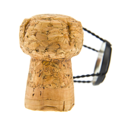Champagne cork isolated on whiteの写真素材