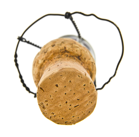 Champagne cork isolated on whiteの写真素材