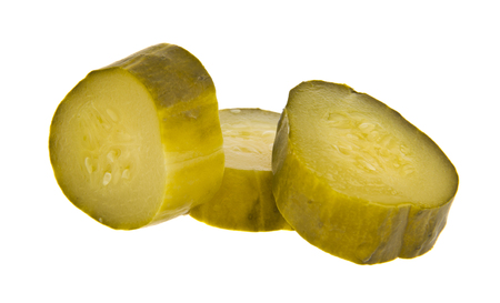 Pickled cucumbers isolated on whiteの写真素材