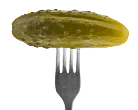 Pickled cucumbers isolated on whiteの写真素材