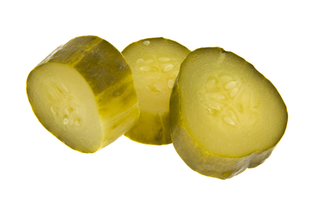 Pickled cucumbers isolated on whiteの写真素材