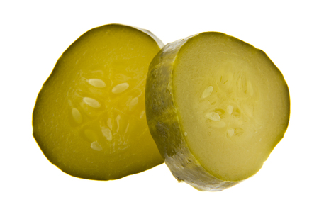 Pickled cucumbers isolated on whiteの写真素材