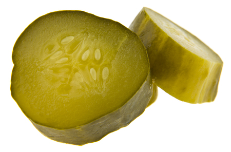 Pickled cucumbers isolated on whiteの写真素材