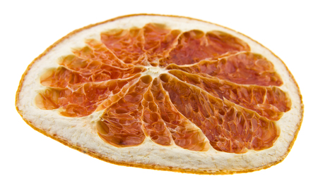 Sliced grapefruit isolated on whiteの写真素材