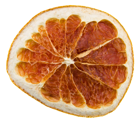 Sliced grapefruit isolated on whiteの写真素材