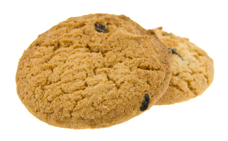 raisin cookies isolated on white backgroundの写真素材