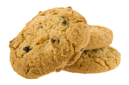 Raisin cookies isolated on whiteの写真素材