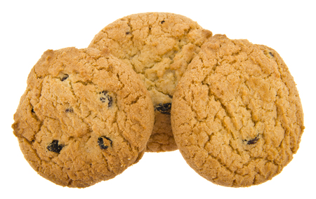 Raisin cookies isolated on whiteの写真素材