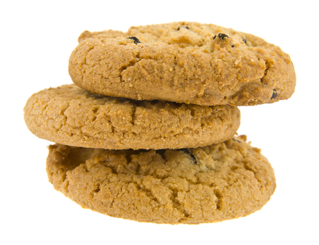 Raisin cookies isolated on whiteの写真素材