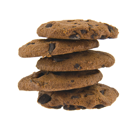 Cookies with chocolate isolated on whiteの写真素材