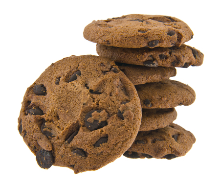 Cookies with chocolate isolated on whiteの写真素材
