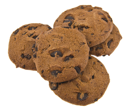 cookies with chocolate isolated on white backgroundの写真素材