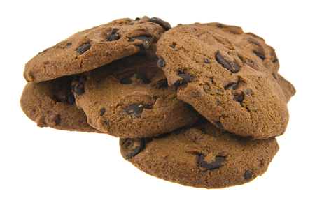 cookies with chocolate isolated on white backgroundの写真素材