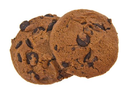 cookies with chocolate isolated on white backgroundの写真素材