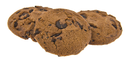 cookies with chocolate isolated on white backgroundの写真素材