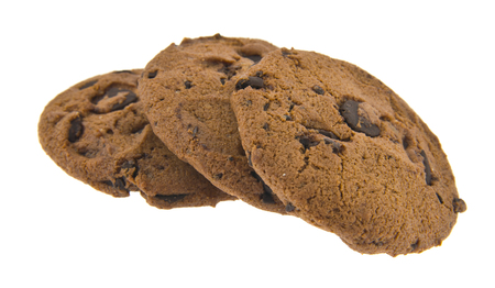 Cookies with chocolate isolated on whiteの写真素材