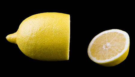 Lemon isolated on blackの写真素材