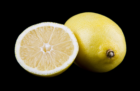 Lemon isolated on blackの写真素材