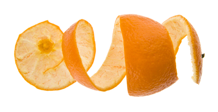 tangerine skin isolated on white backgroundの写真素材