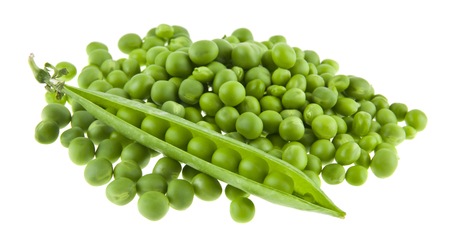 Green peas isolated on whiteの写真素材