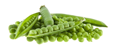 Green peas isolated on whiteの写真素材
