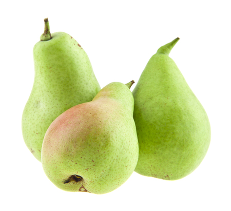 Green pears isolated on whiteの写真素材
