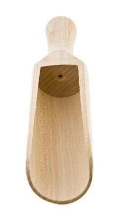 wooden scoop isolated on white backgroundの写真素材