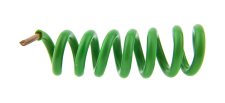 green wire isolated on white backgroundの写真素材
