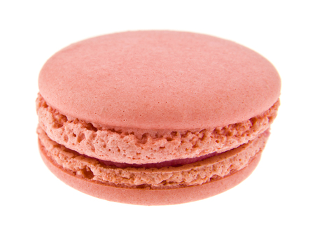 pink macaroon isolated on white backgroundの写真素材