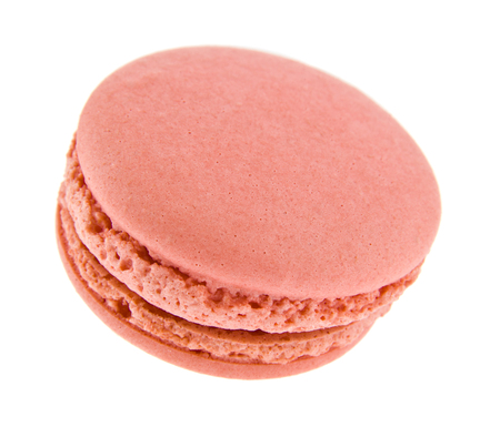 pink macaroon isolated on white backgroundの写真素材